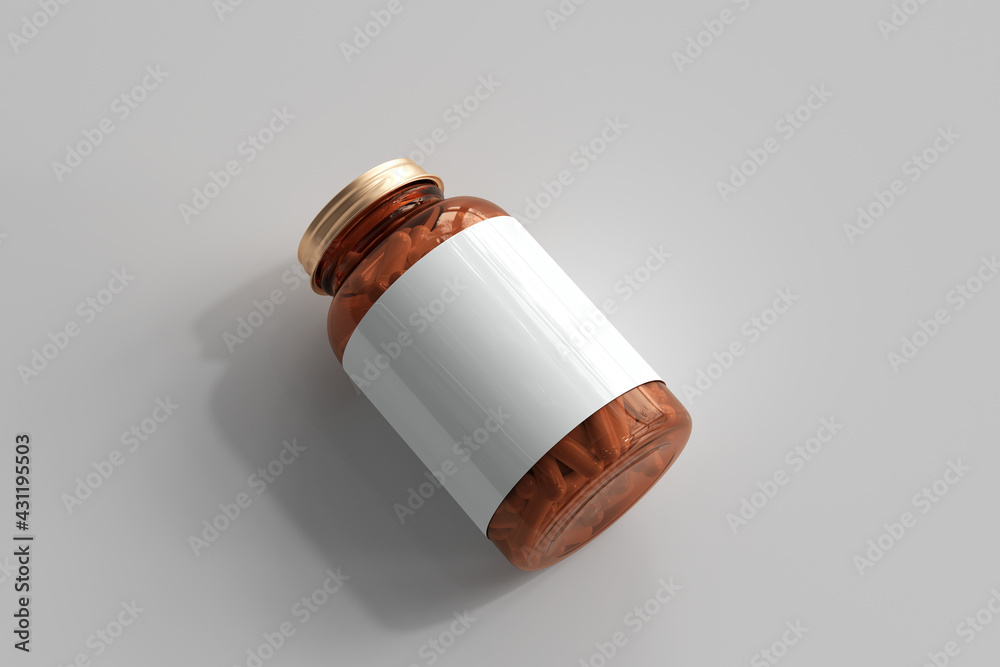 Amber medicine pills bottle 3D Rendering Amber medicine pills bottle 3D Rendering