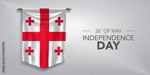 Georgia independence day greeting card, banner, vector illustration