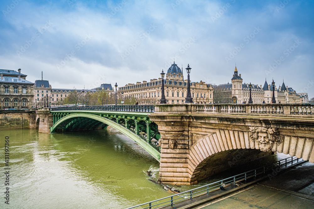 Street view in the historical centre of Paris, France