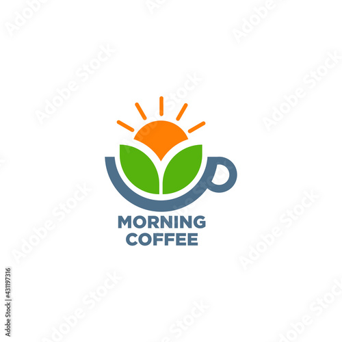 sun coffee logo design with geometry photo