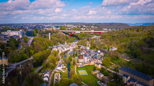 Typical view over the city of Luxemburg - aerial photography © 4kclips
