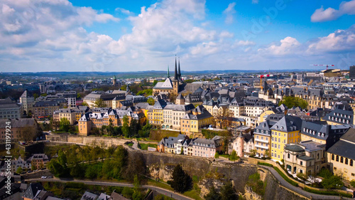 The historic buildings in the city of Luxemburg from above - aerial photography © 4kclips