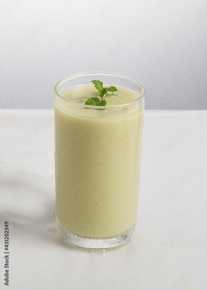 glass of borhani yogurt with mint glass of borhani yogurt with mint