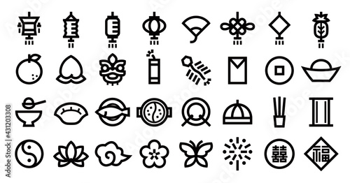 Chinese New Year Icon Set (Bold outline version)