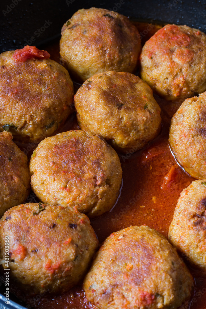 Beef meatballs cooked in sauce ready to be eaten. Beef meatballs cooked in sauce ready to be eaten.