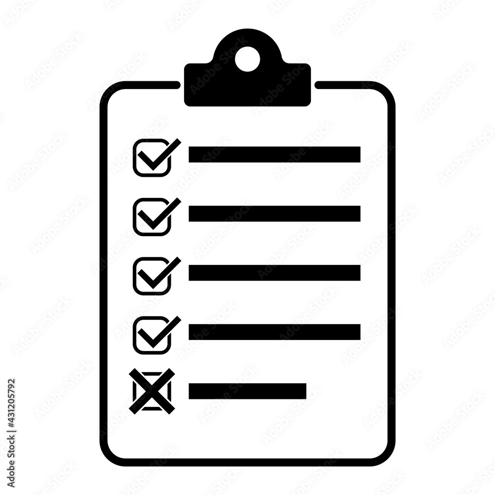Check list , checklist flat web icon isolated on white background. Mark symbol, document report test, vector illustration Check list , checklist flat web icon isolated on white background. Mark symbol, document report test, vector illustration