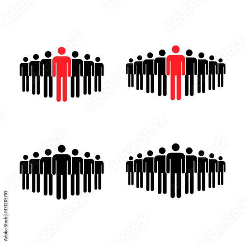 Grouping people collection flat icon isolated on white background. Teamwork symbol. Leadership vector illustration set