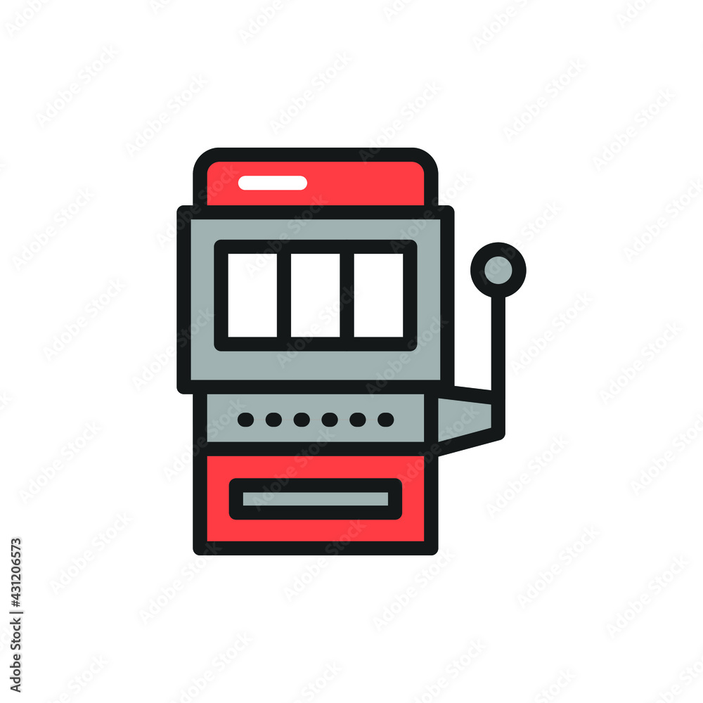 Obraz premium Slot machine color line icon. Isolated vector element. Outline pictogram for web page, mobile app, promo