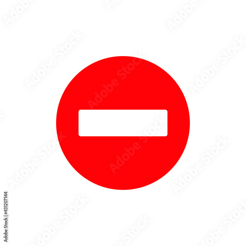 Do not enter sign. Warning red circle icon isolated on white background. No traffic street symbol. Red no entry sign isolated in white background. Запрещающий знак. Въезд запрещен. Кирпич. 