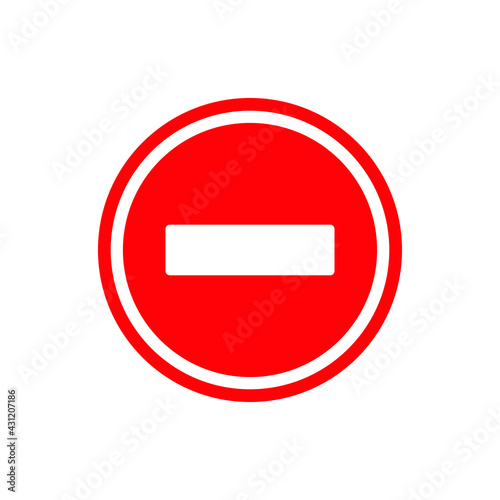 Do not enter sign. Warning red circle icon isolated on white background. No traffic street symbol. Red no entry sign isolated in white background. Запрещающий знак. Въезд запрещен. Кирпич.
