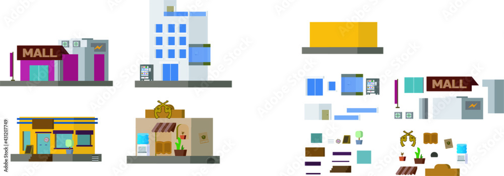 Set of different buildings Set of different buildings
