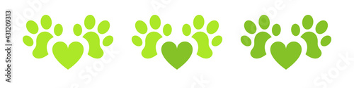 Animal paw icons set. Flat design. Vector illustration.