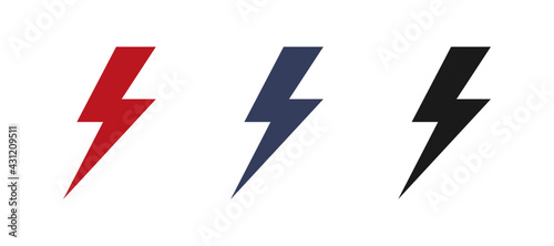 Set of electrical lightning logo designs. Thunder icons. Modern flat style.