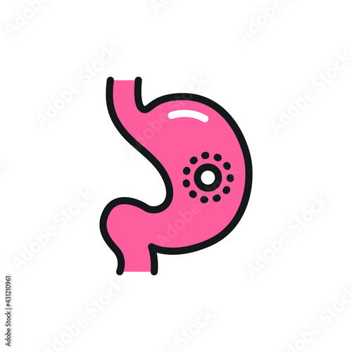Gastritis color line icon. Isolated vector element. Outline pictogram for web page, mobile app, promo