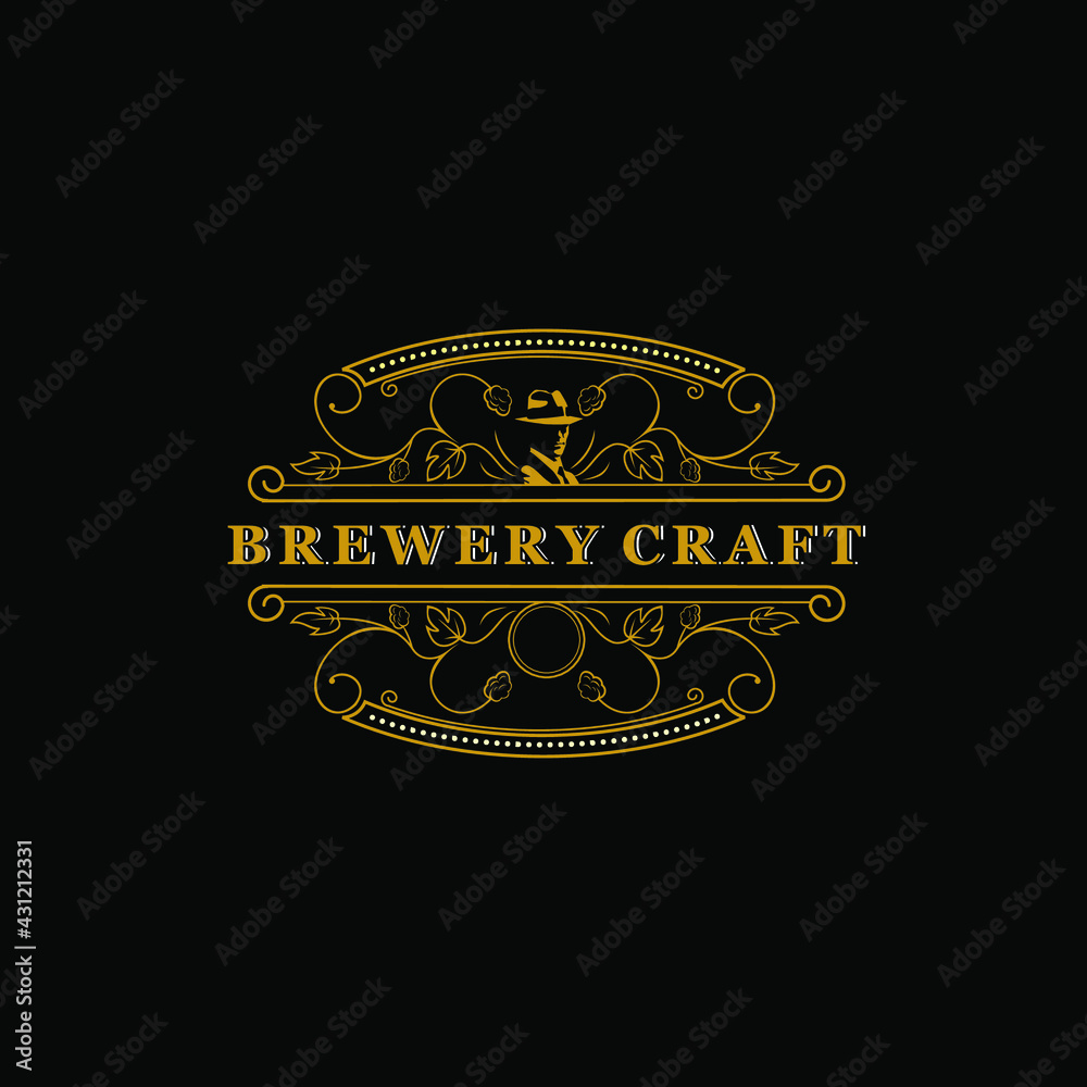 Brewery Craft vintage concept logo Design. Company label Branding