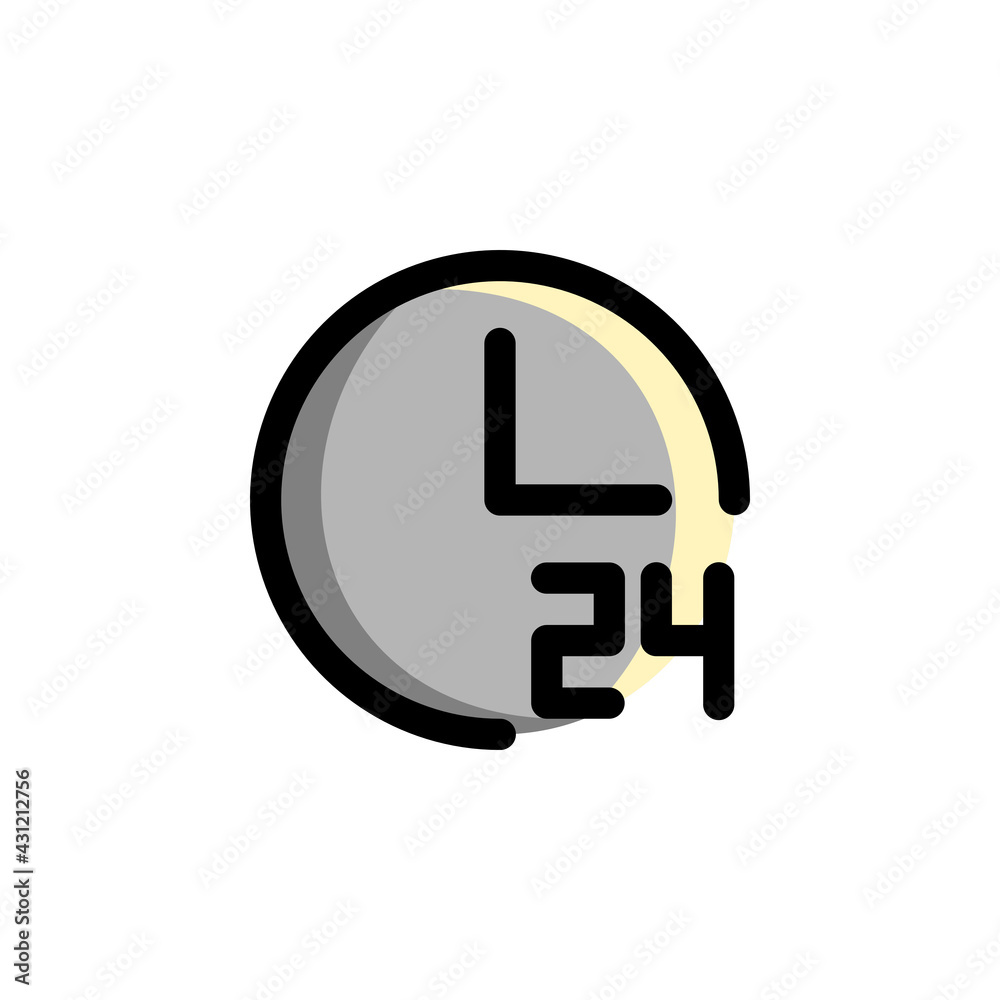 24 Hours User Interface Outline Icon Logo Vector Illustration. 24 Hours User Interface Outline Icon Logo Vector Illustration.