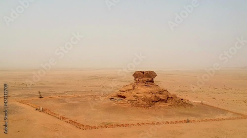 Aerial view of the Queen Victoria Rock archeological site, Saudi Arabia