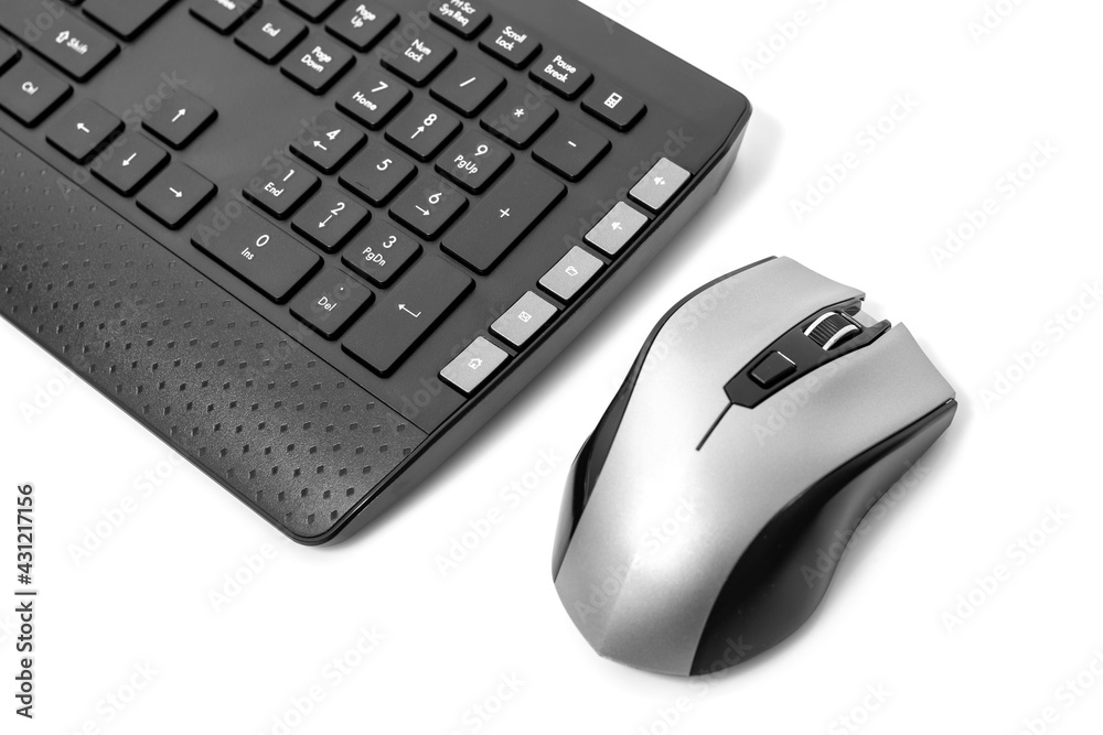 Black personal computer keyboard and mouse Black personal computer keyboard and mouse