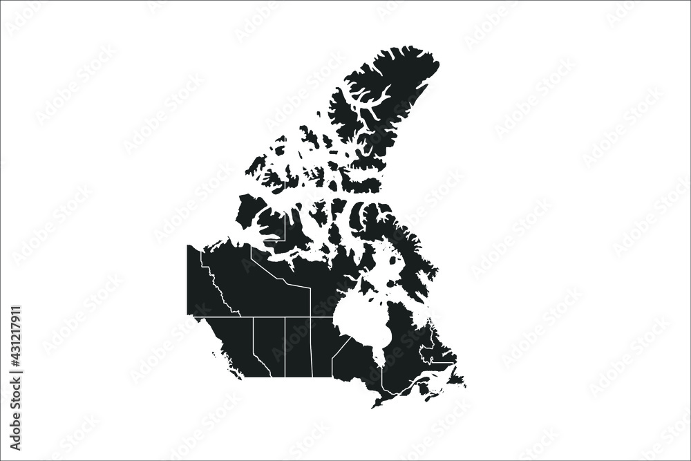 Canada Map black Color on White Backgound	