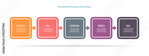 Business process. Timeline infographics with 5 steps, options, sections. Vector template.