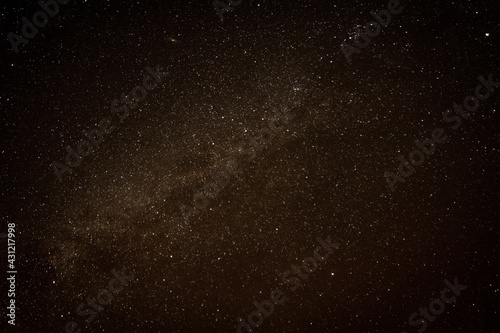 Milky Way with Cassiopeia and Andromeda in dark starry sky in winter in Texas