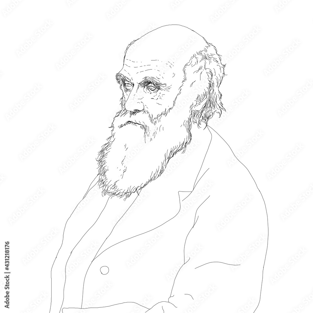Realistic illustration by British naturalist scientist Charles Darwin Realistic illustration by British naturalist scientist Charles Darwin