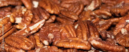 Close up of pecan nuts, macro