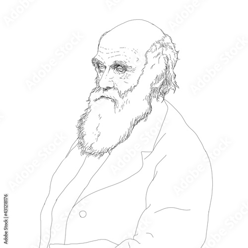 Canvastavla Realistic illustration by British naturalist scientist Charles Darwin