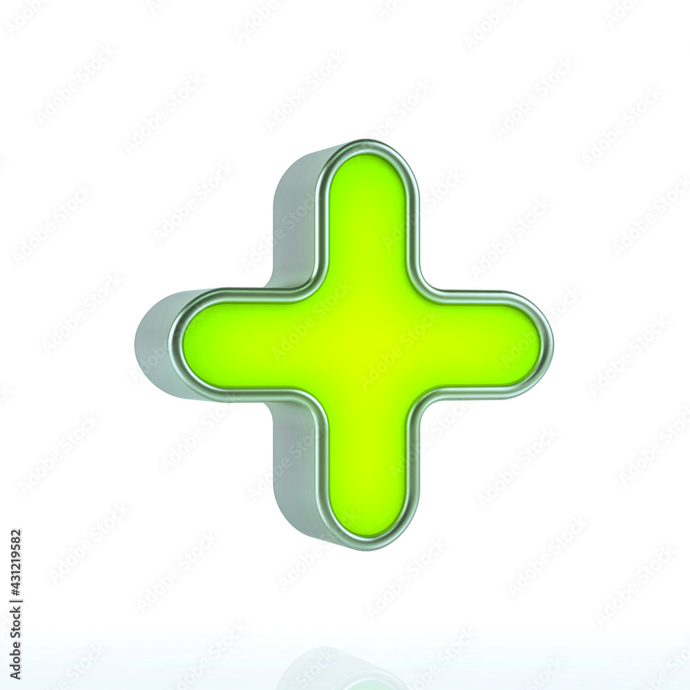 Green plus Button or Media control symbols on white background. Multimedia icon concept 3d rendering Green plus Button or Media control symbols on white background. Multimedia icon concept 3d rendering