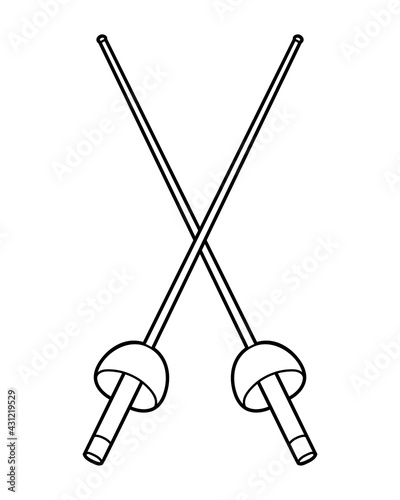 Coloring book for kids, two crossed epees
