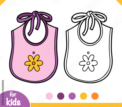 Coloring book for kids, Baby bib with a picture of a flower
