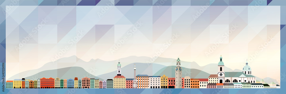 Obraz premium Innsbruck skyline vector colorful poster on triangular texture background