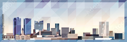 Fort Worth skyline vector colorful poster on beautiful triangular texture background