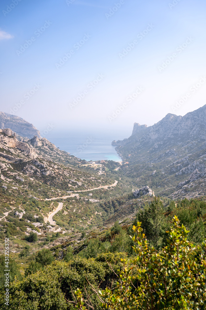 Parc national des calanques, Marseille, France. Calanque de Sormiou au printemps.
