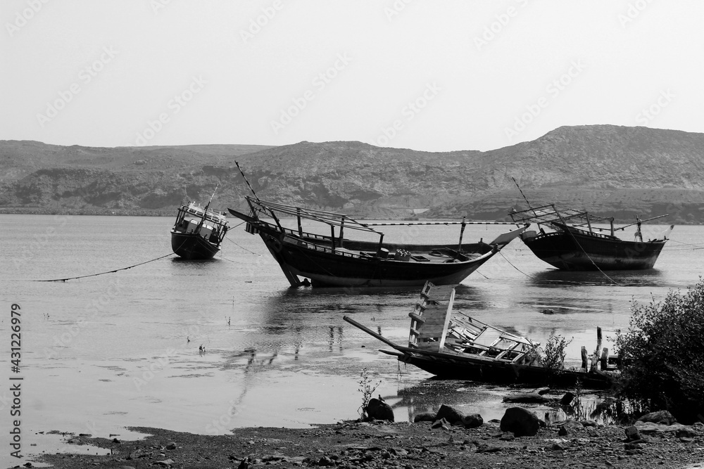 Traditional fishing boats dhows, Oman