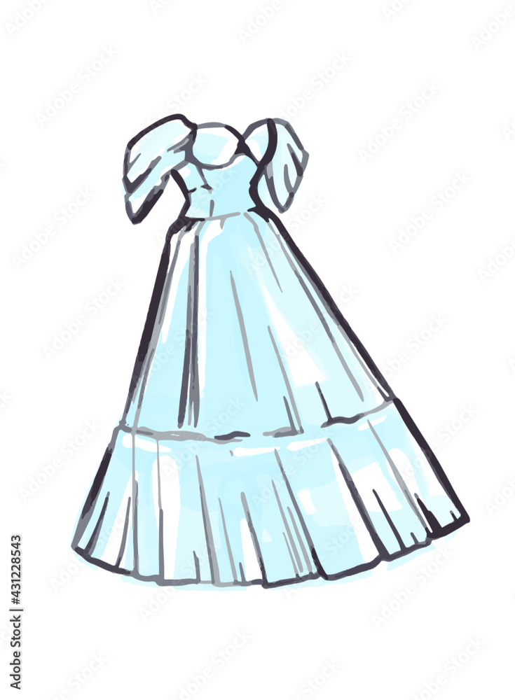 hand drawn illustration of a dresse