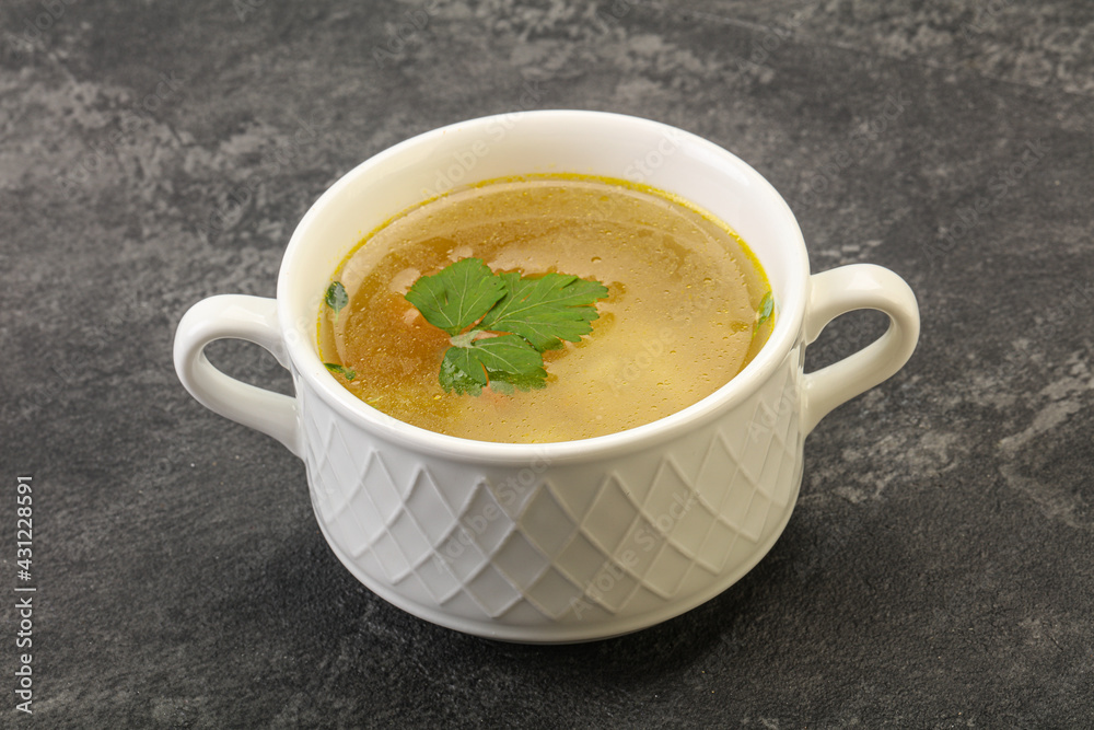 Tasty chicken soup with carrot Tasty chicken soup with carrot