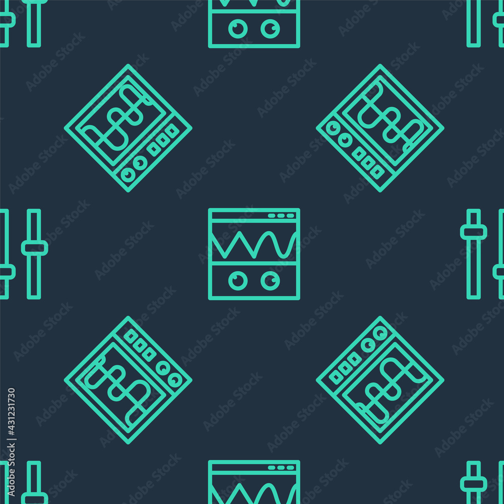 Set line Oscilloscope, and Music equalizer on seamless pattern. Vector Set line Oscilloscope, and Music equalizer on seamless pattern. Vector