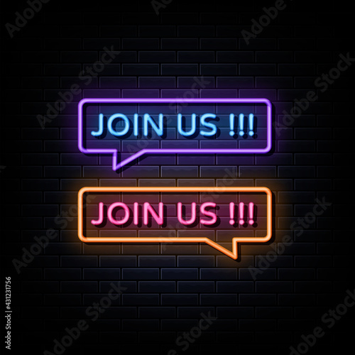 Join us neon sign text vector