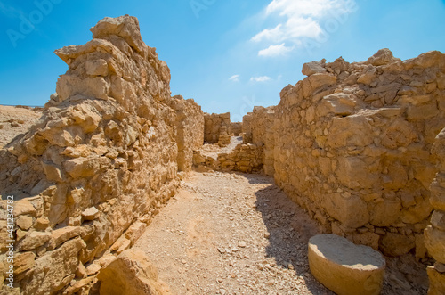 Ruins of Herods castle in fortress Masadaю World Heritage Site as declared by UNESCO photo