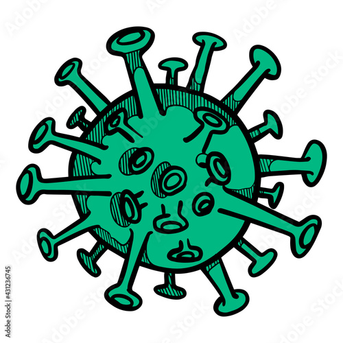 Hand drawn coronavirus covid19 color vector illustration