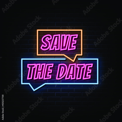 Save the date neon sign text vector