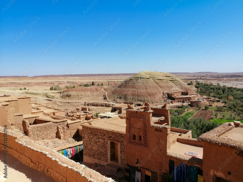 View from Ait Ben Haddou, fortified berber village, UNESCO world heritage site