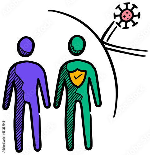 Hand drawn herd immunity concept icon color vector illustration