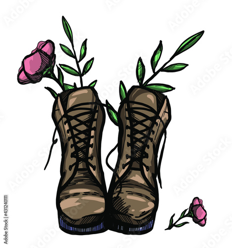 boots with flowers