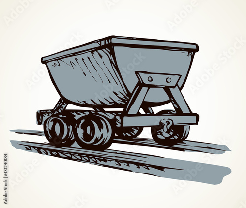 Iron miner's trolley. Vector drawing