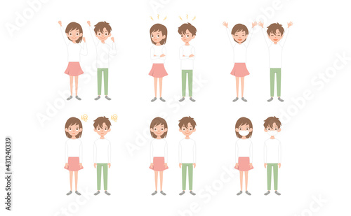 kid child expression vector illustration set