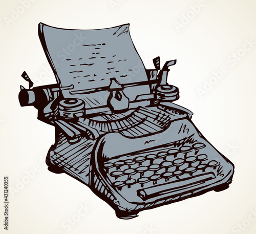 Vintage typewriter. Vector drawing icon