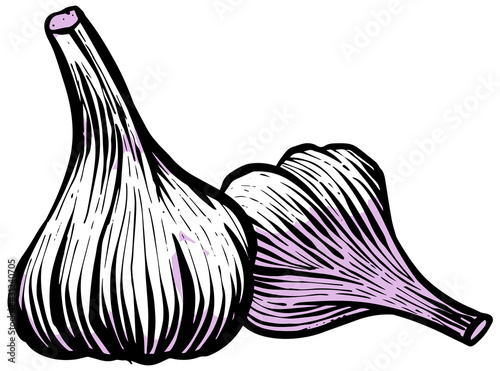 Garlic icon  style color vector illustration