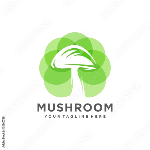 Mushroom Farming Logo vector simple modern agriculture organic food design template